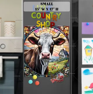 Preview of Stained Glass Cow in the Farm magnet in Small size.