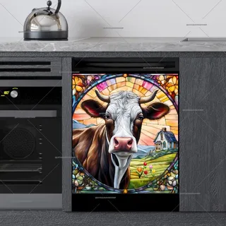 Preview of Stained Glass Cow in the Farm magnet.