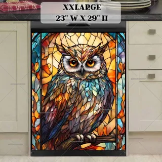 Preview of Stained Glass Owl and Leaves magnet in XX Large size.