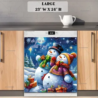 Preview of Christmas Snowman Couple magnet in Large size.