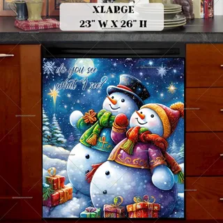 Preview of Christmas Snowman Couple magnet in Extra Large size.