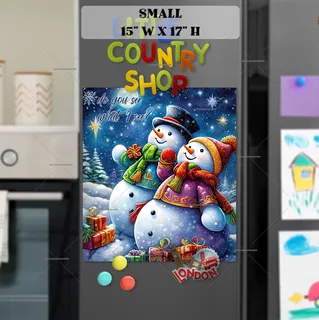 Preview of Christmas Snowman Couple magnet in Small size.