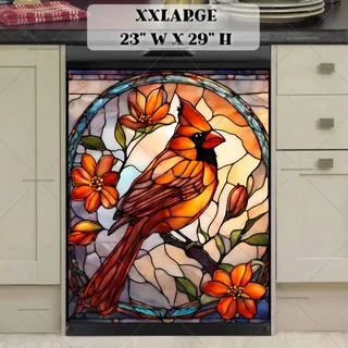 Preview of Stained Glass Female Cardinal magnet in XX Large size.