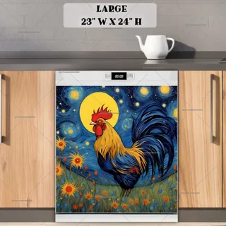 Preview of Starry Night Rooster magnet in Large size.