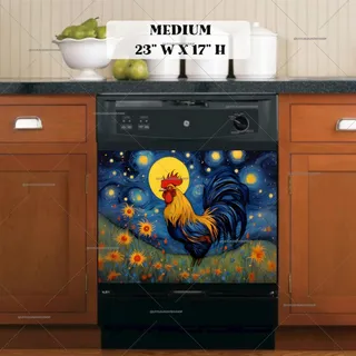 Preview of Starry Night Rooster magnet in Medium size.