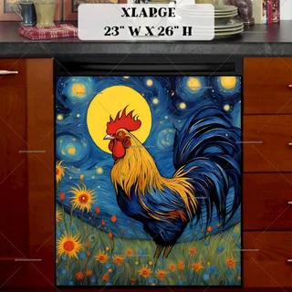 Preview of Starry Night Rooster magnet in Extra Large size.