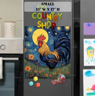 Preview of Starry Night Rooster magnet in Small size.