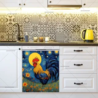 Preview of Starry Night Rooster magnet.