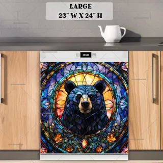 Preview of Stained Glass Bear Portrait magnet in Large size.