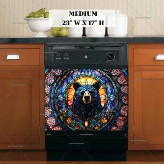 Preview of Stained Glass Bear Portrait magnet in Medium size.