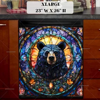 Preview of Stained Glass Bear Portrait magnet in Extra Large size.