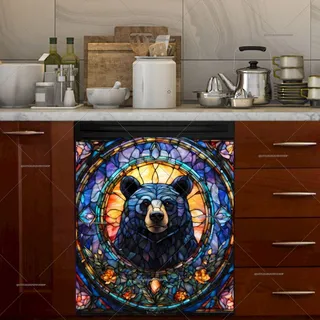 Preview of Stained Glass Bear Portrait magnet.
