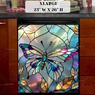 Preview of Pretty Stained Glass Butterfly magnet in Extra Large size.