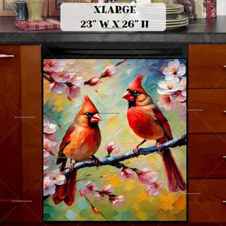 Preview of Springtime Cardinal Couple magnet in Extra Large size.