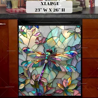 Preview of Stained Glass Summer Dragonfly magnet in Extra Large size.