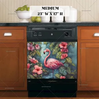 Preview of Whimsical Flamingo in the Pond magnet in Medium size.