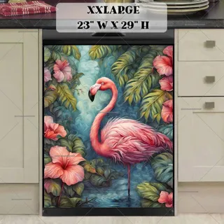 Preview of Whimsical Flamingo in the Pond magnet in XX Large size.