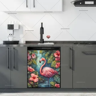 Preview of Whimsical Flamingo in the Pond magnet.