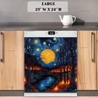 Preview of Starry Night and Burning Amber magnet in Large size.