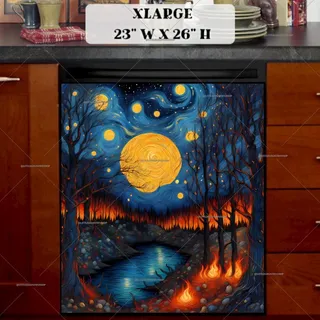 Preview of Starry Night and Burning Amber magnet in Extra Large size.