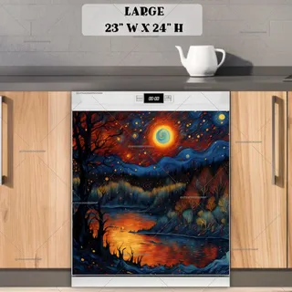 Preview of Whimsical Starry Autumn Night magnet in Large size.