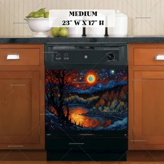 Preview of Whimsical Starry Autumn Night magnet in Medium size.