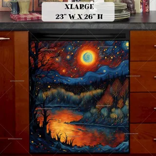 Preview of Whimsical Starry Autumn Night magnet in Extra Large size.