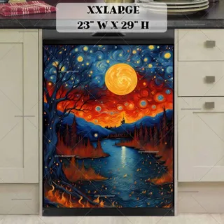 Preview of Starry Night and Autumn Full Moon magnet in XX Large size.