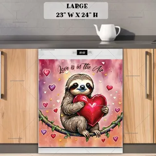 Preview of Valentine’s Sloth with a Big Heart magnet in Large size.