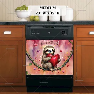 Preview of Valentine’s Sloth with a Big Heart magnet in Medium size.