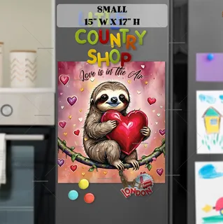 Preview of Valentine’s Sloth with a Big Heart magnet in Small size.