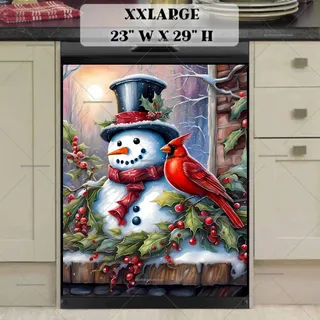 Preview of Sweet Christmas Snowman and Cardinal magnet in XX Large size.