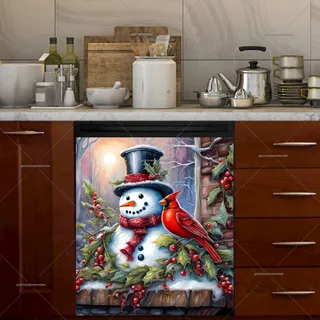 Preview of Sweet Christmas Snowman and Cardinal magnet.