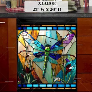 Preview of Beautiful Stained Glass Dragonfly magnet in Extra Large size.