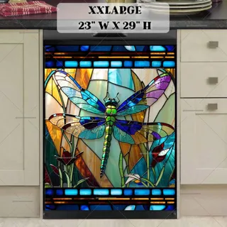 Preview of Beautiful Stained Glass Dragonfly magnet in XX Large size.