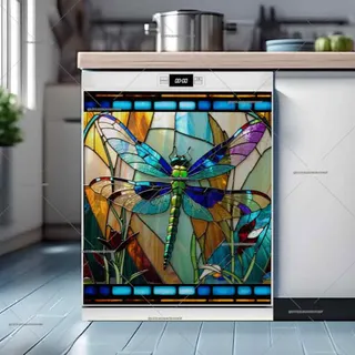 Preview of Beautiful Stained Glass Dragonfly magnet.