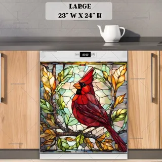 Preview of Stained Glass Woodland Cardinal magnet in Large size.