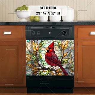 Preview of Stained Glass Woodland Cardinal magnet in Medium size.