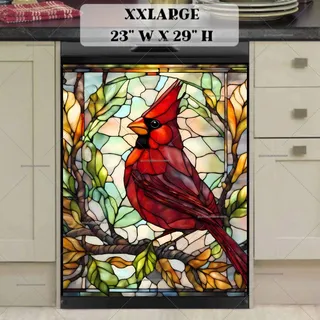 Preview of Stained Glass Woodland Cardinal magnet in XX Large size.