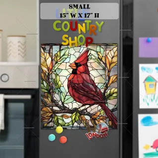 Preview of Stained Glass Woodland Cardinal magnet in Small size.