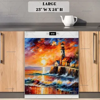 Preview of Lighthouse in the Glazing Sunset magnet in Large size.