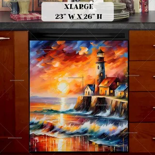 Preview of Lighthouse in the Glazing Sunset magnet in Extra Large size.