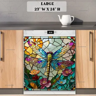 Preview of Colorful Stained Glass Dragonfly magnet in Large size.