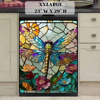 Preview of Colorful Stained Glass Dragonfly magnet in XX Large size.