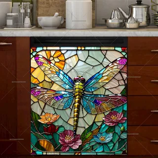 Preview of Colorful Stained Glass Dragonfly magnet.