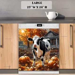 Preview of Farmhouse Cow and Pumpkins magnet in Large size.