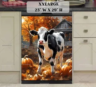 Preview of Farmhouse Cow and Pumpkins magnet in XX Large size.