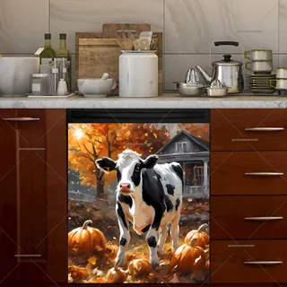 Preview of Farmhouse Cow and Pumpkins magnet.