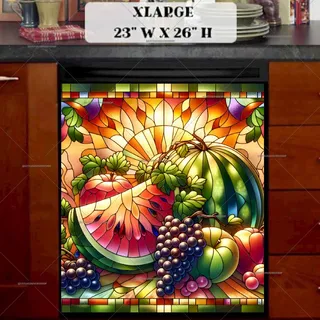 Preview of Stained Glass Still Life with Fruits magnet in Extra Large size.