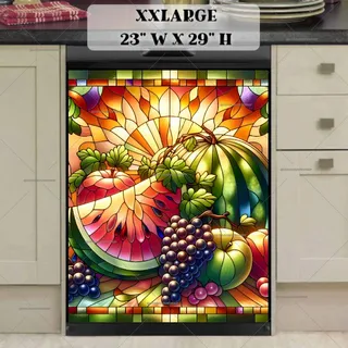 Preview of Stained Glass Still Life with Fruits magnet in XX Large size.